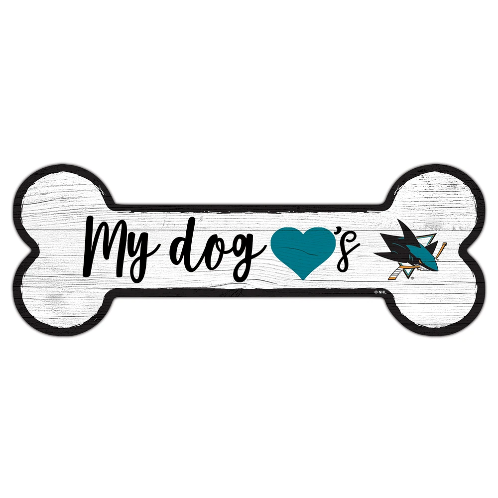 San Jose Sharks 6" x 12" Team Dog Bone Sign