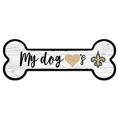 New Orleans Saints 6" x 12" Team Dog Bone Sign