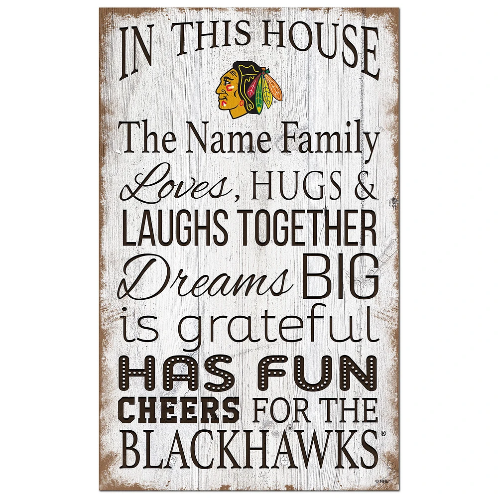Chicago Blackhawks Personalized 11" x 19" In This House Sign