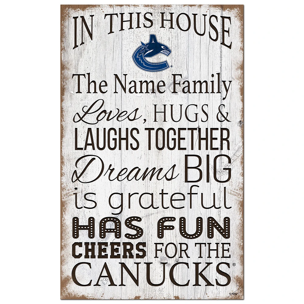 Vancouver Canucks Personalized 11" x 19" In This House Sign