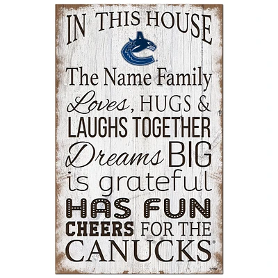 Vancouver Canucks Personalized 11" x 19" In This House Sign
