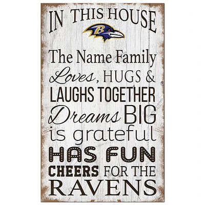 Baltimore Ravens Personalized 11" x 19" In This House Sign
