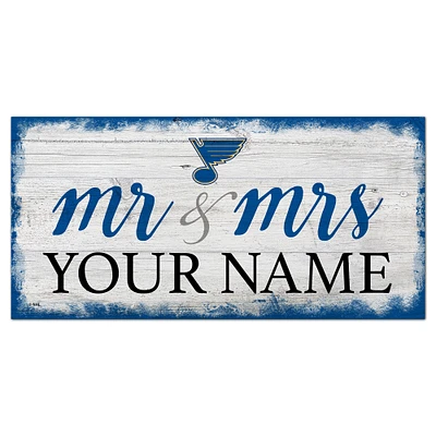 St. Louis Blues 6" x 12" Personalized Mr. & Mrs. Script Sign