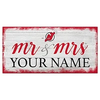 New Jersey Devils 6" x 12" Personalized Mr. & Mrs. Script Sign