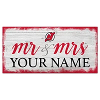 New Jersey Devils 6" x 12" Personalized Mr. & Mrs. Script Sign