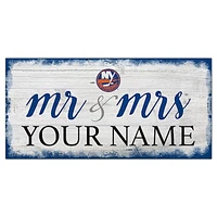 New York Islanders 6" x 12" Personalized Mr. & Mrs. Script Sign