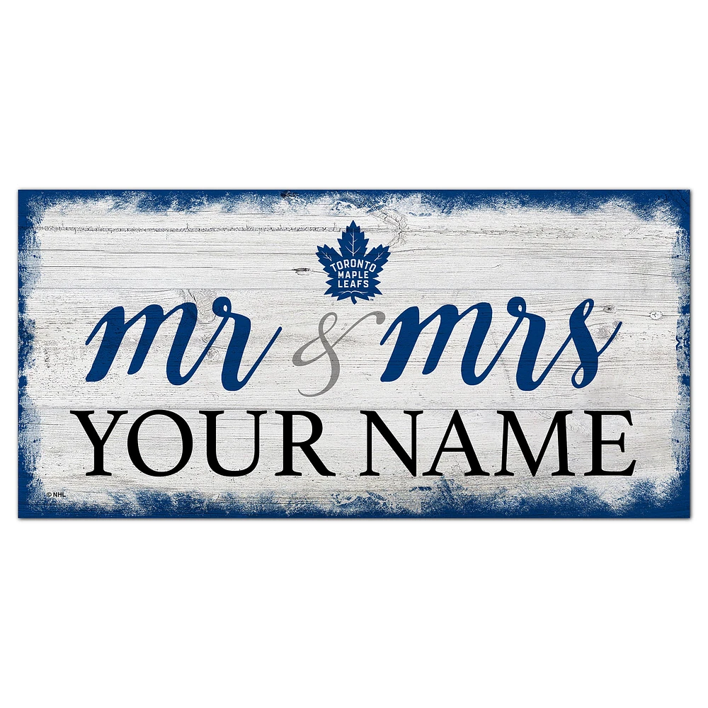 Toronto Maple Leafs 6" x 12" Personalized Mr. & Mrs. Script Sign