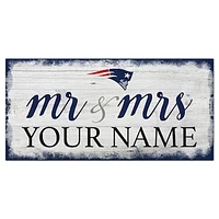 New England Patriots 6" x 12" Personalized Mr. & Mrs. Script Sign