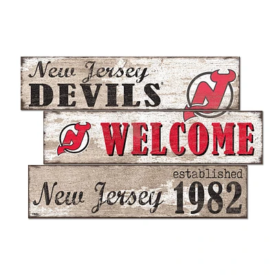 New Jersey Devils 24" 3-Plank Welcome Sign