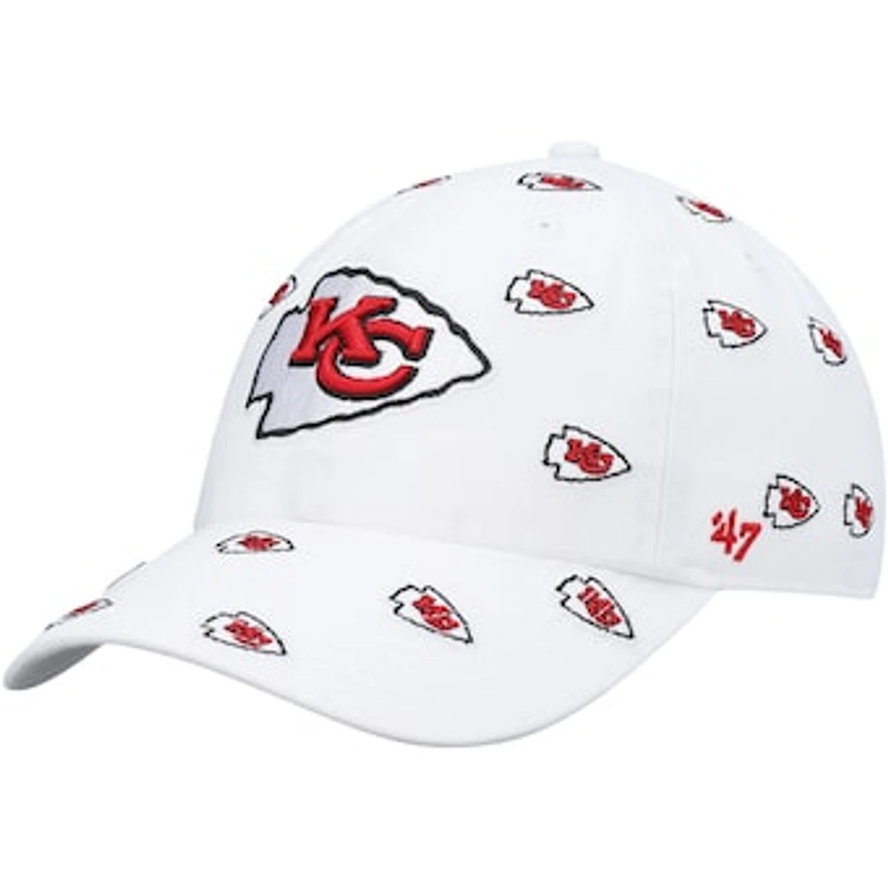 Women's '47 White Kansas City Chiefs Confetti Clean Up Adjustable Hat