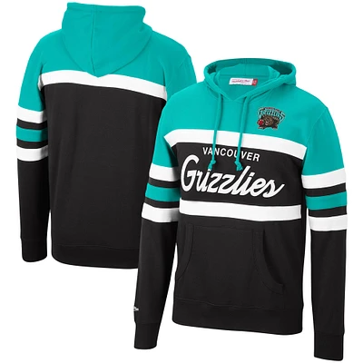 Men's Mitchell & Ness Black/Turquoise Vancouver Grizzlies Head Coach Pullover - Hoodie