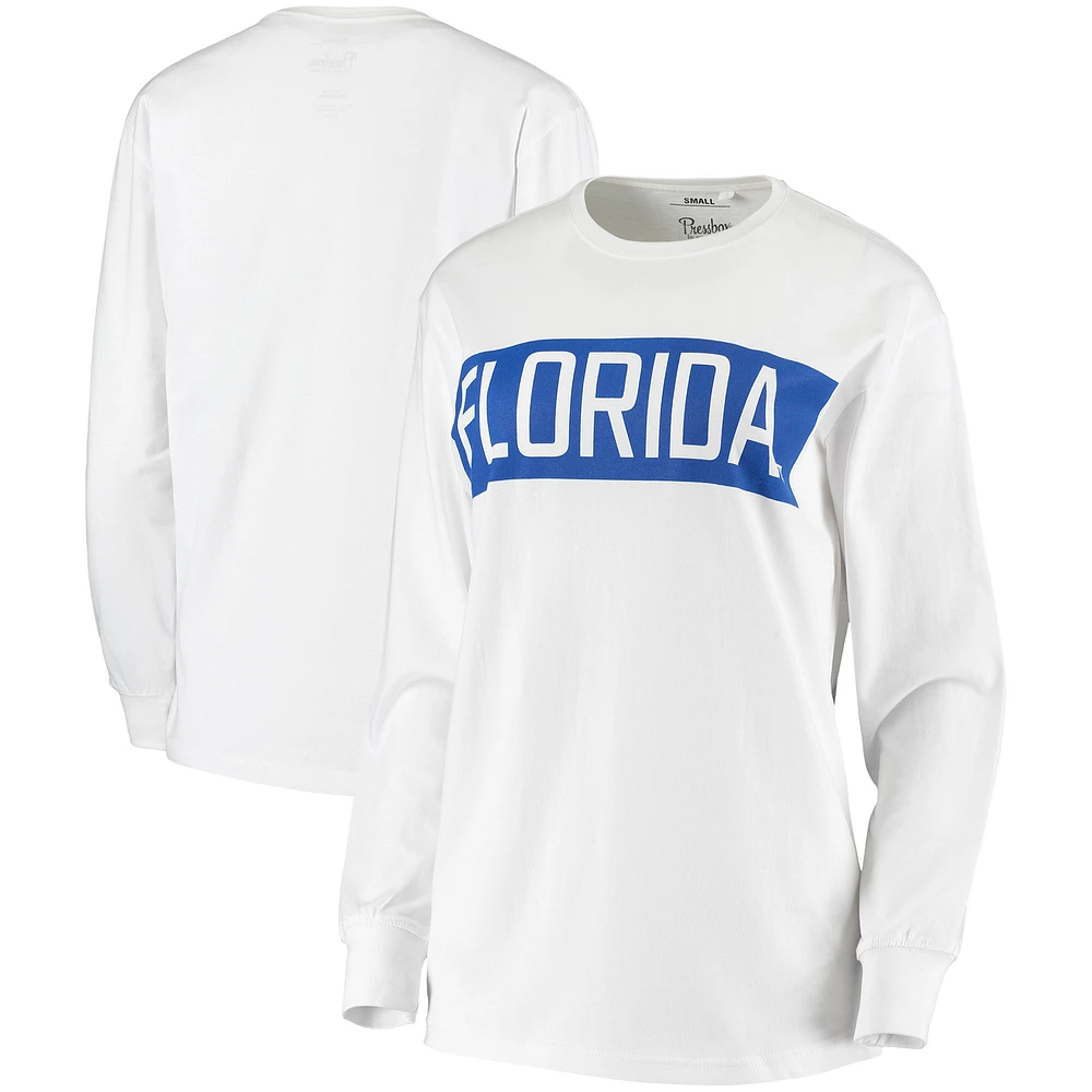 Women's Pressbox White Florida Gators Big Block Whiteout Long Sleeve T-Shirt