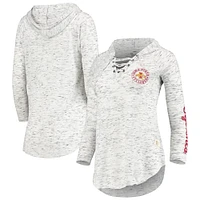 Women's Pressbox Gray Iowa State Cyclones Space Dye Lace-Up V-Neck Long Sleeve T-Shirt