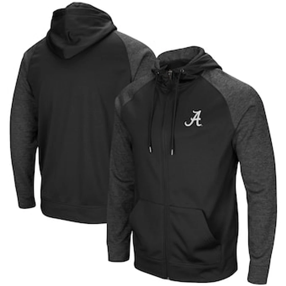 Men's Colosseum Black Alabama Crimson Tide Big & Tall Blackout Raglan Full-Zip Hoodie