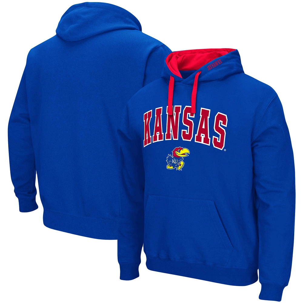 Men's Colosseum Royal Kansas Jayhawks Big & Tall Arch Logo 2.0 Pullover Hoodie