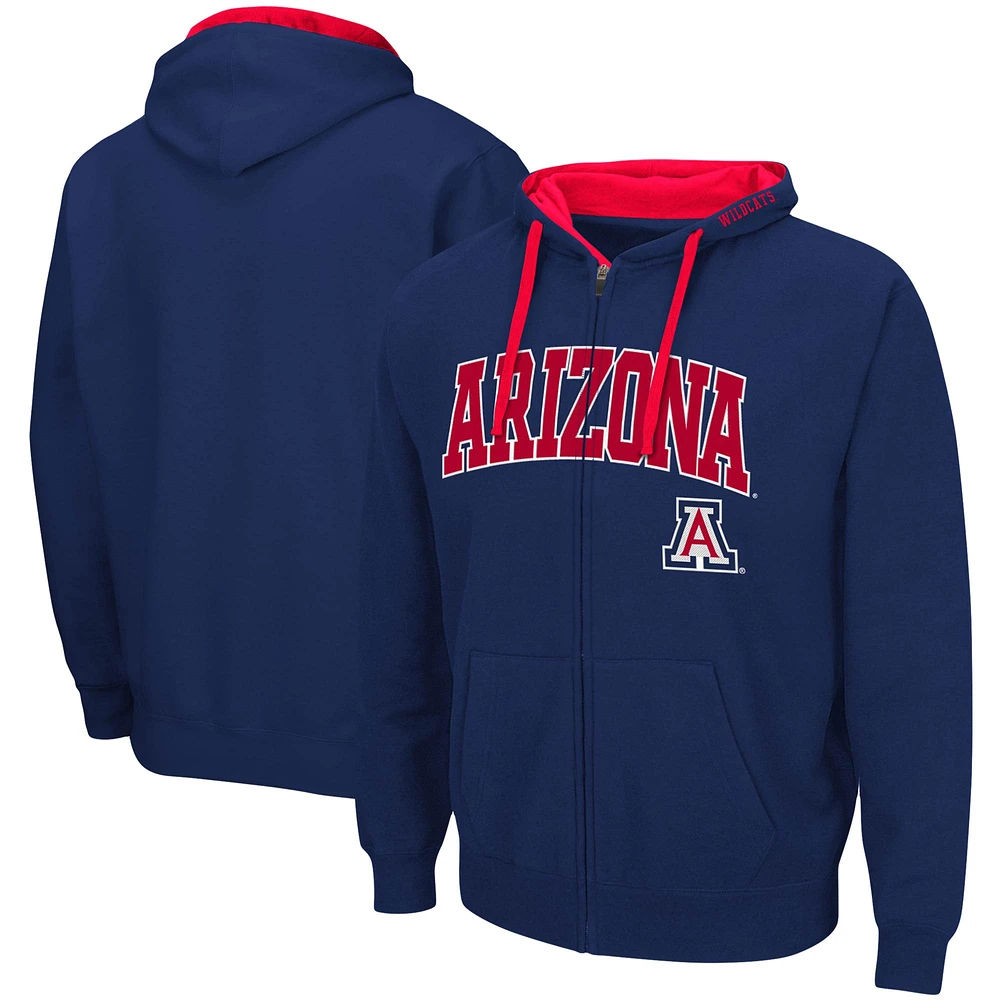 Men's Colosseum Navy Arizona Wildcats Big & Tall Full-Zip Hoodie