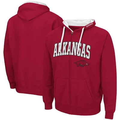 Men's Colosseum Cardinal Arkansas Razorbacks Big & Tall Full-Zip Hoodie