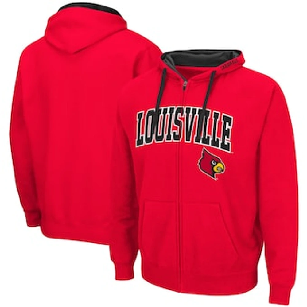 Men's Colosseum Red Louisville Cardinals Big & Tall Full-Zip Hoodie