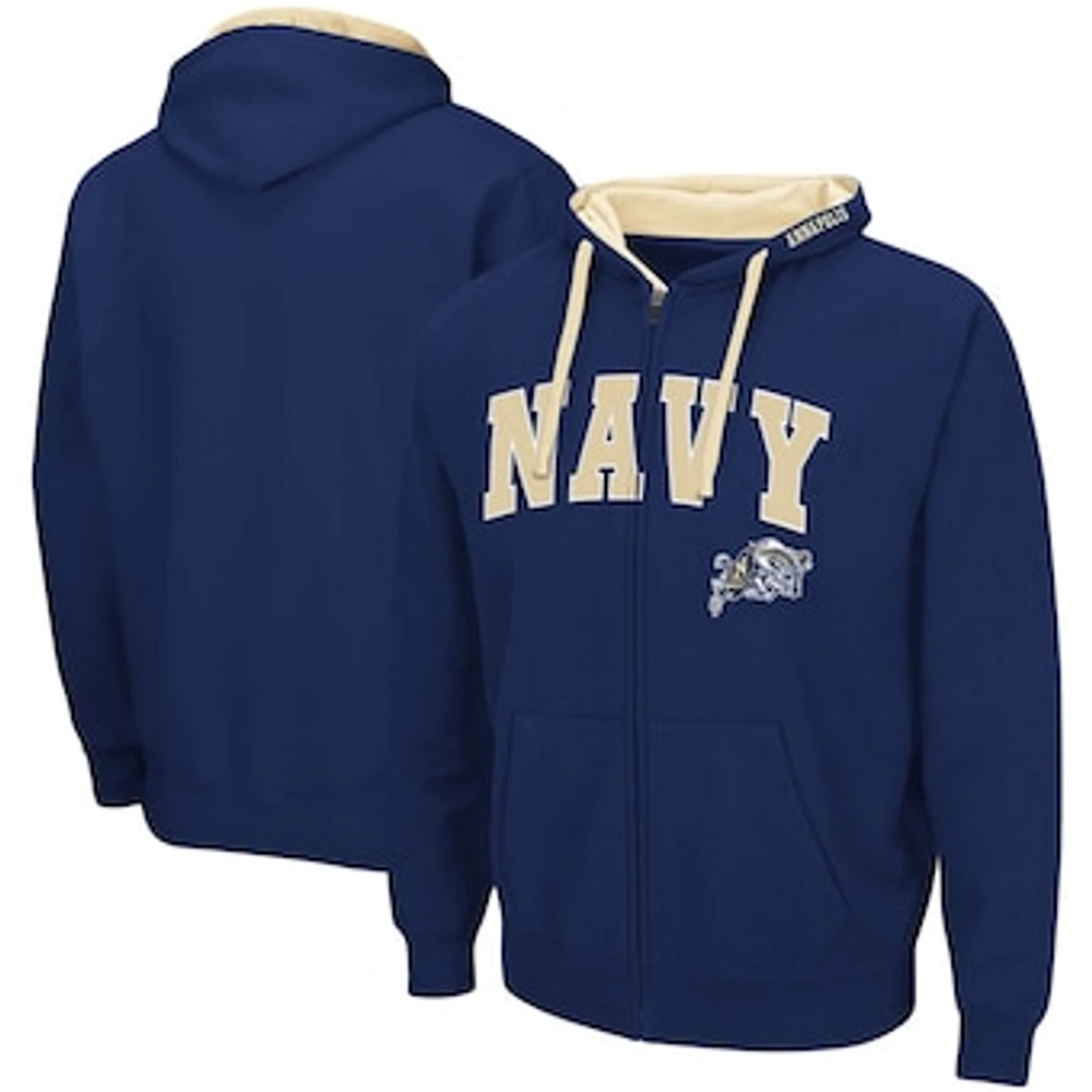 Men's Colosseum Navy Midshipmen Big & Tall Full-Zip Hoodie