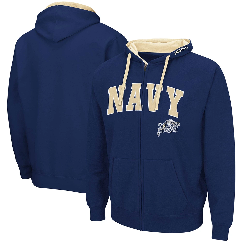 Men's Colosseum Navy Midshipmen Big & Tall Full-Zip Hoodie