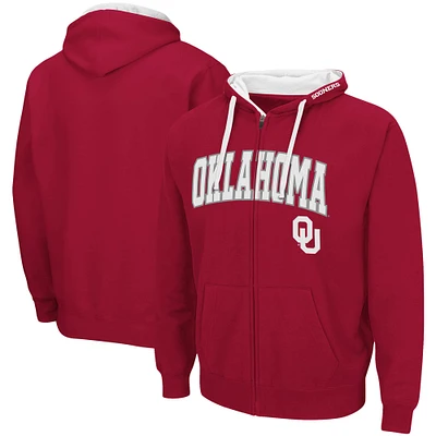 Men's Colosseum Crimson Oklahoma Sooners Big & Tall Full-Zip Hoodie