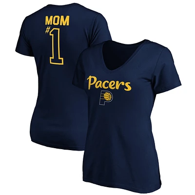 Women's Navy Indiana Pacers #1 Mom Logo V-Neck T-Shirt