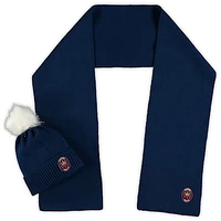 Women's ZooZatz Chicago Fire Fuzzy Cuffed Pom Knit Hat and Scarf Set