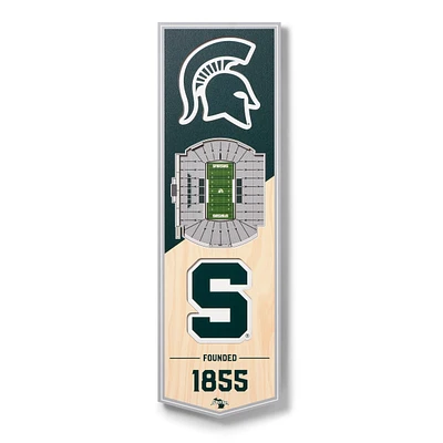 Michigan State Spartans 6'' x 19'' 3D StadiumView Banner