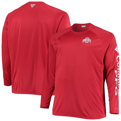 Men's Columbia Scarlet Ohio State Buckeyes Big & Tall Terminal Tackle Raglan Omni-Shade Long Sleeve T-Shirt