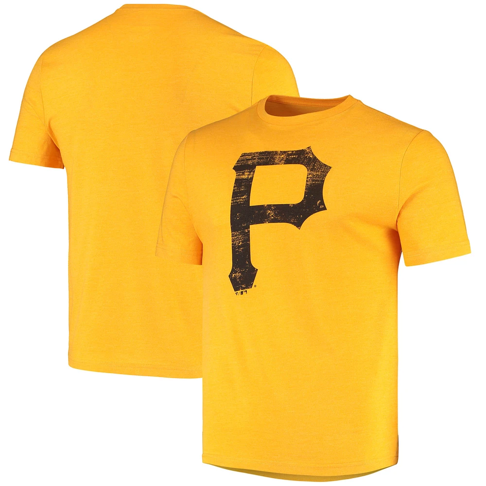 Men's Fanatics Gold Pittsburgh Pirates Weathered Official Logo Tri-Blend T-Shirt