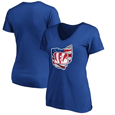 Women's Royal Cincinnati Bengals Banner State V-Neck T-Shirt