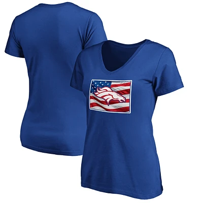Women's Royal Denver Broncos Banner State V-Neck T-Shirt