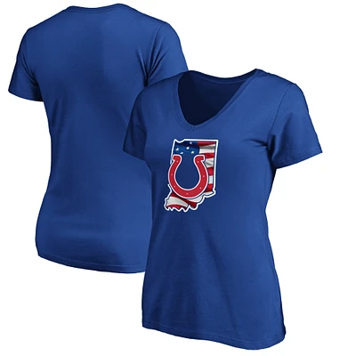 Women's Royal Indianapolis Colts Banner State V-Neck T-Shirt