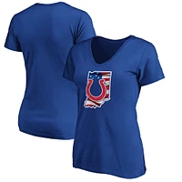 Women's Royal Indianapolis Colts Banner State V-Neck T-Shirt