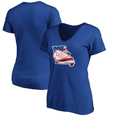 Women's Royal Kansas City Chiefs Banner State V-Neck T-Shirt