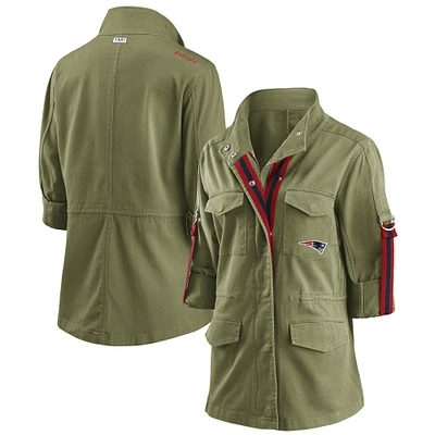 Women's WEAR By Erin Andrews Olive New England Patriots Full-Zip Utility Jacket