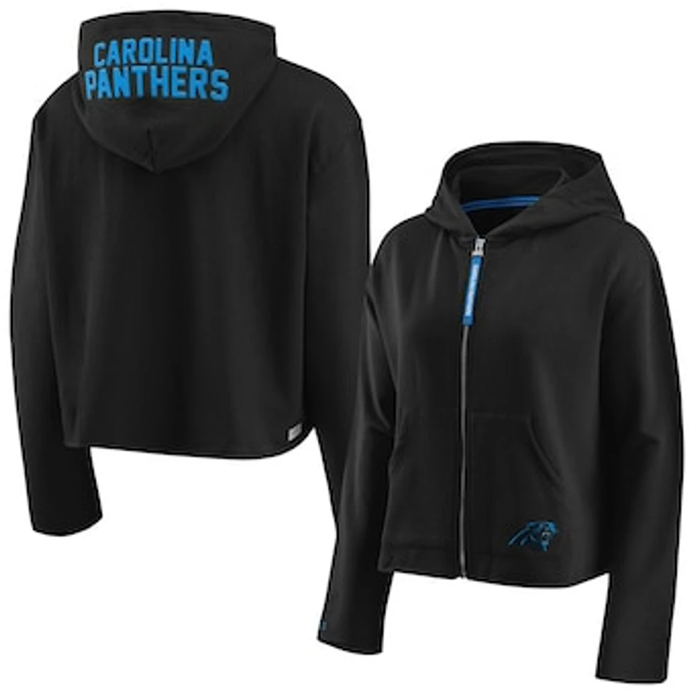 Women's WEAR By Erin Andrews Black Carolina Panthers Fleece Full-Zip Hoodie