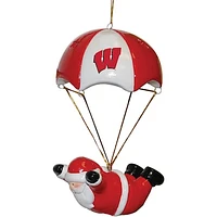 Wisconsin Badgers Skydiving Santa Ornament