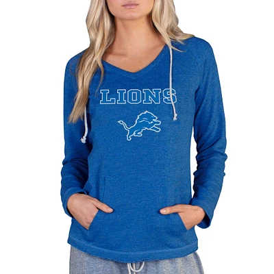 Women's Concepts Sport Blue Detroit Lions Mainstream Tri-Blend Raglan Hoodie V-Neck Top