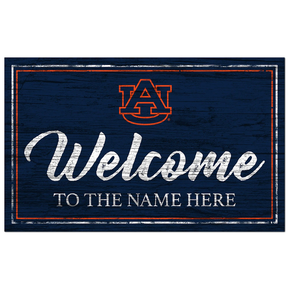 Auburn Tigers 11" x 19" Personalized Team Color Welcome Sign