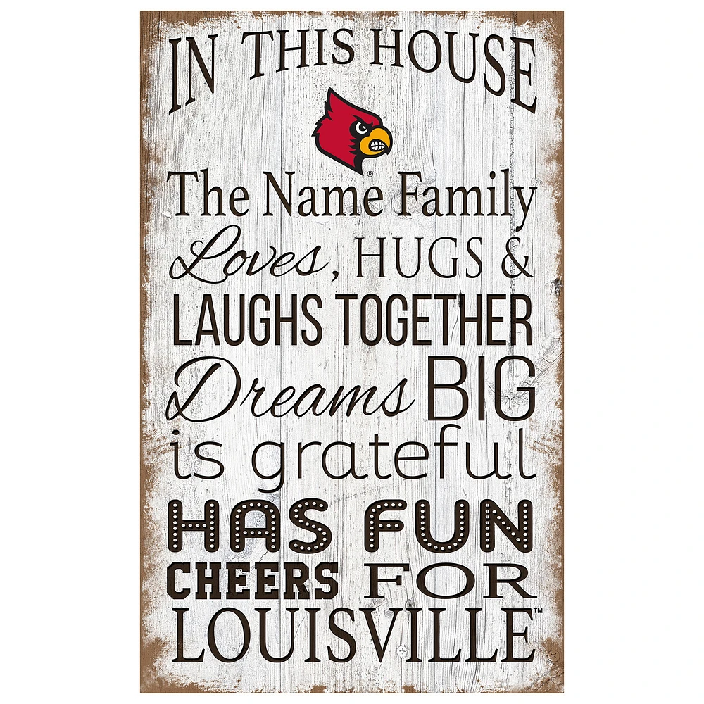 Louisville Cardinals Personalized 11" x 19" In This House Sign