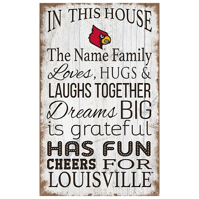 Louisville Cardinals Personalized 11" x 19" In This House Sign
