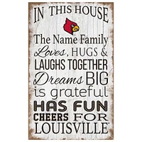 Louisville Cardinals Personalized 11" x 19" In This House Sign