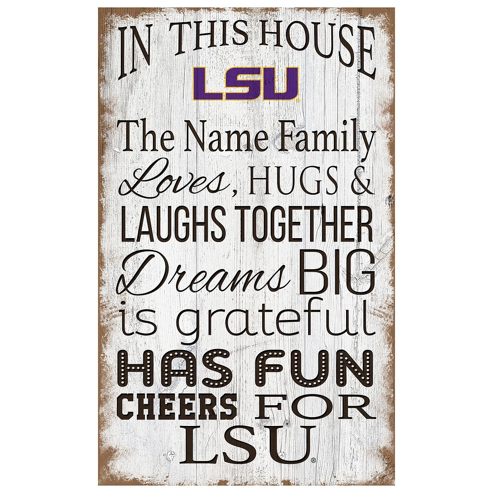 LSU Tigers Personalized 11" x 19" In This House Sign
