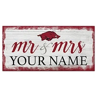Arkansas Razorbacks 6" x 12" Personalized Mr. & Mrs. Script Sign