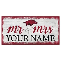 Arkansas Razorbacks 6" x 12" Personalized Mr. & Mrs. Script Sign