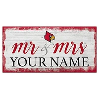 Louisville Cardinals 6" x 12" Personalized Mr. & Mrs. Script Sign