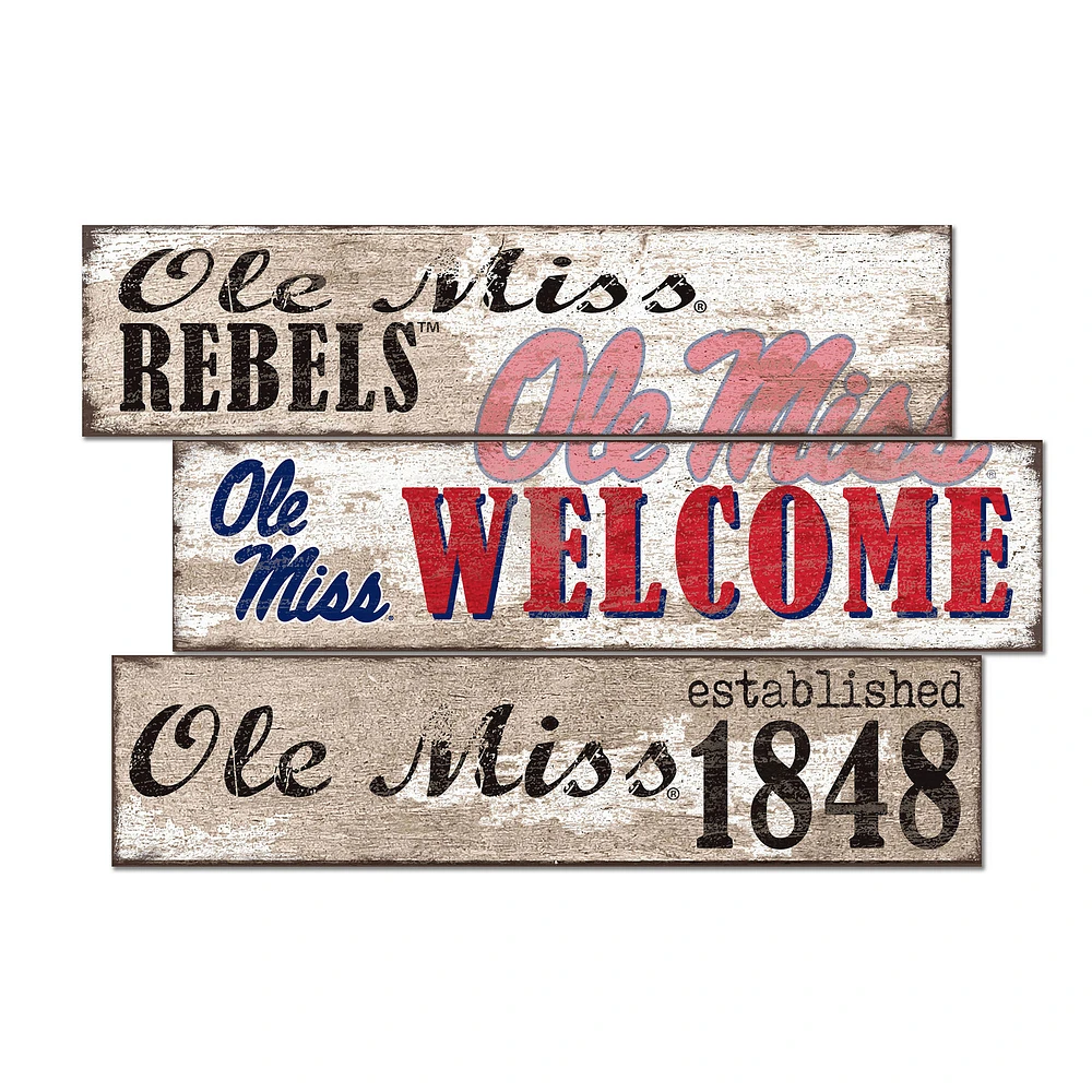 Ole Miss Rebels 24" 3-Plank Welcome Sign
