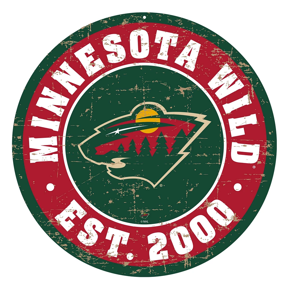 Minnesota Wild - 22'' Round PVC Distressed Logo Wall Sign