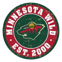 Minnesota Wild - 22'' Round PVC Distressed Logo Wall Sign